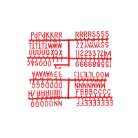 Grundig letter prikbord - Hartvorm - Rood - 144 letters